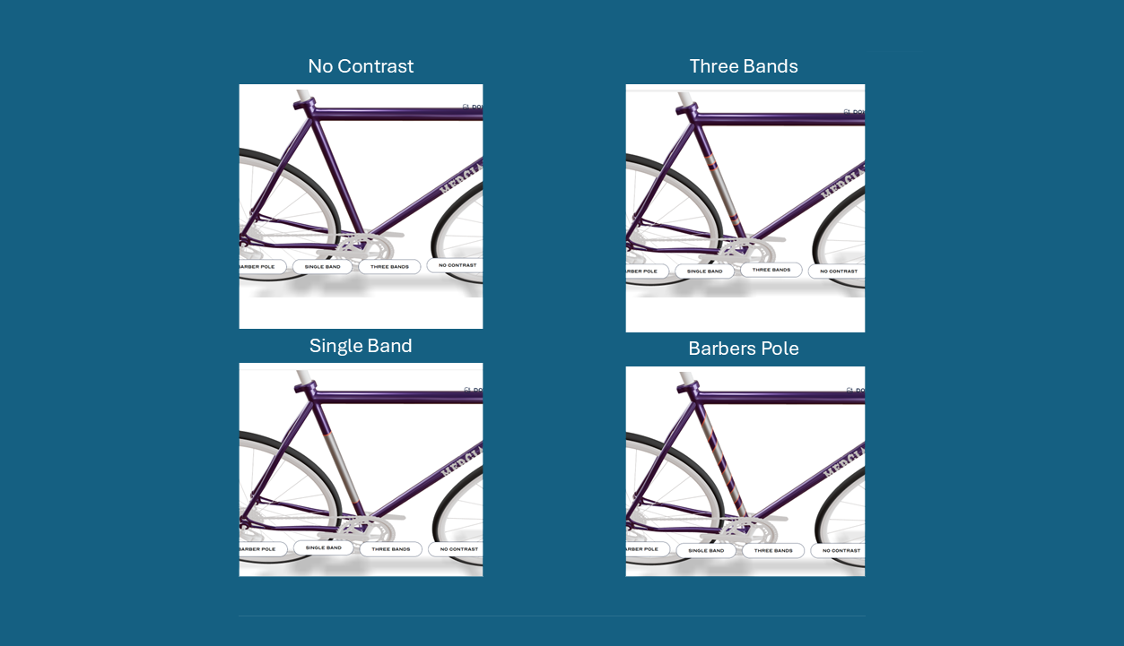 Seat tube Design Options on the Mercian Cycles Custom Bike Frame Paint Configurator